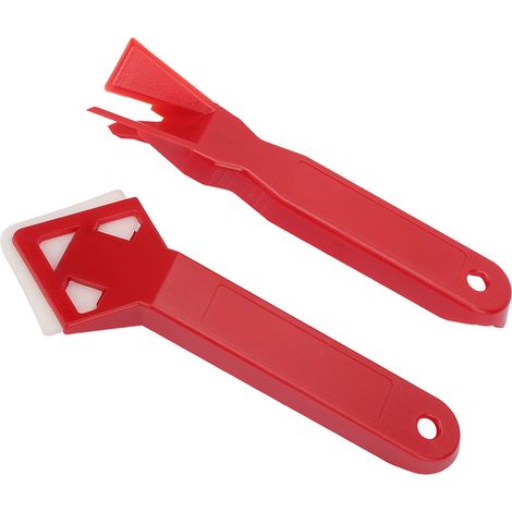 Kit de 2 outils pour mastic silicone : pelle, grattoir et dissolvant pour mastic silicone, verre et ciment (1/5)