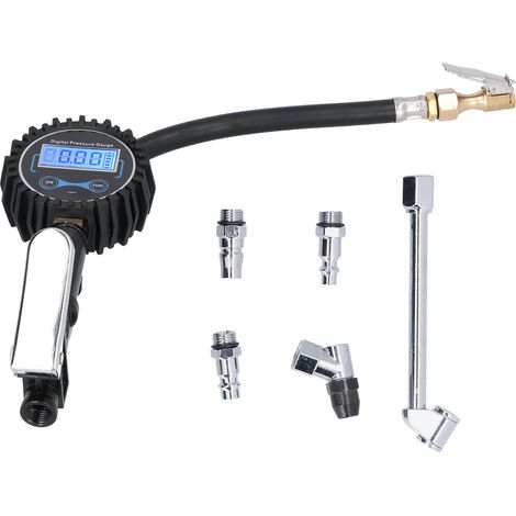Digitales Reifendruckmessgerät mit LCD-Anzeige bis 300 PSI, Druckmesser mit 4 Einheiten, für Auto, Transporter, Motorrad, Motocross (1/5)