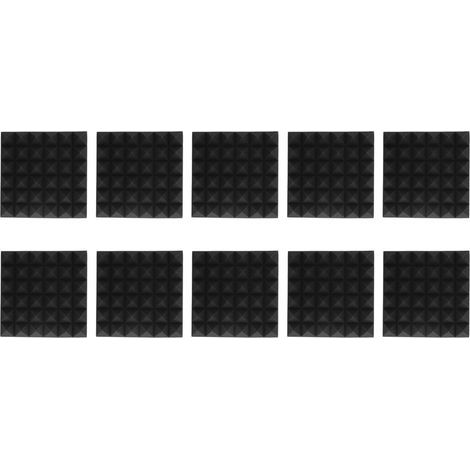 Lot de 10 panneaux de mousse acoustique pyramidale en polyuréthane pour studio d'enregistrement, réduisant efficacement le bruit et absorbant le son. (1/5)
