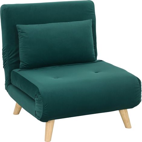 Fauteuil convertible 3 en 1, chaise pliante avec fonction couchage, dossier réglable à cliquet, vert foncé (1/5)