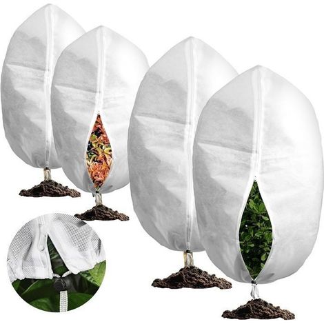 4 Pièces Voile d Hivernage Plante, Housse d'hivernage avec Cordon de Serrage, Peut être Froid, Chaud, Réutilisable, 120 x 80cm (1/5)