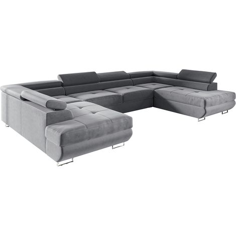 Wilson U-förmiges 5-Sitzer-Sofa mit Bettkasten Grau