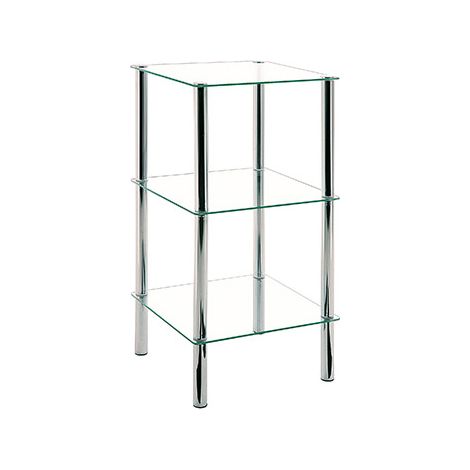 Etagère carrée 3 niveaux 39x77 cm en verre et métal chromé - YUKON