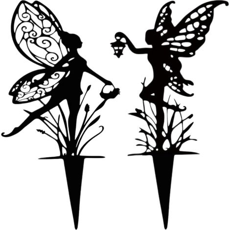 Set di 2 paletti da giardino in metallo per decorazioni da giardino, aiuole, perfetti per abbellire il tuo spazio esterno.