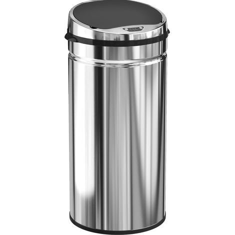 Cubo de basura con sensor de 42 l de acero inoxidable plateado MODENUIT (1/5)