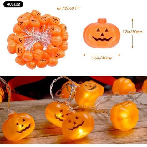 Guirlande lumineuse Halloween - 6m 40 LED - Orange - Clignotant (1/4)