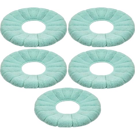 Juego de 5 fundas para asiento de inodoro, de fibra acrílica elástica, lavables y con cojín cálido, compatibles con inodoros redondos y en forma de U. (1/5)