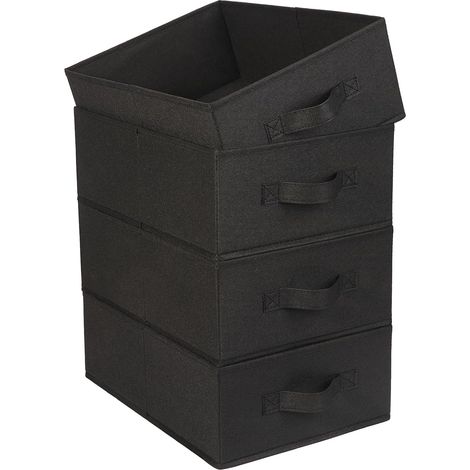Organiseurs de Tiroir en Tissu, Lot de 4 Boîte de Rangement Vetement Pliables pour Rangement de Penderie, pour Vêtements Pantalons Chaussettes (Noir) (1/5)