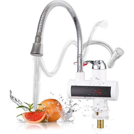 Elektrischer 3000-W-Wasserhahn – Durchlauferhitzer mit 360°-Drehfunktion – LED-Temperaturanzeige – Einfache Installation für Bad und Küche (1/5)