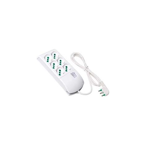 MULTIPRESA 6 POSTI BIPASSO+SCHUKO C/INTERR.TERMICO 2 POLI+T16A FIDO  bianca 410300    FANTON