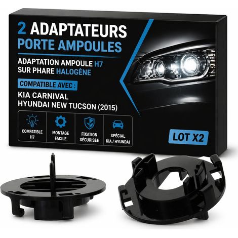 2 Adaptateurs Porte Ampoules KIA Carnival Hyundai New Tucson (2015) ADAPTATION AMPOULE H7 SUR PHARE HALOGÈNE (1/4)