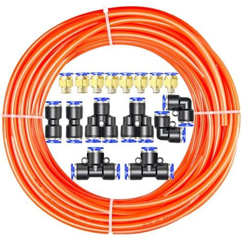 Polyurethan (PU)-Luftschlauch-Set, 10 m orangefarbener PU-Luftschlauch, 6 mm Außendurchmesser x 4 mm Innendurchmesser mit 16 Anschlüssen (1/5)