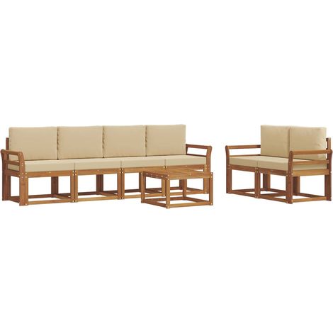 Outdoor Sofa Set with Cushion 7 pcs Natural and Beige vidaXL (1/5)