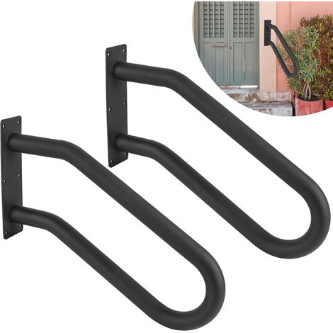 Lot de 2 rampes murales pour marches extérieures, rampes d'escalier robustes en forme de U, pour intérieur et extérieur (1/5)