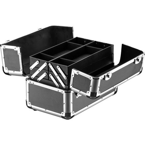 Wiltec – Caisse à outils 35,5 x 24 x 22,5 cm – En ABS et aluminium – Construction verrouillable avec 2 clés – Poignée ergonomique pour transport sécurisé