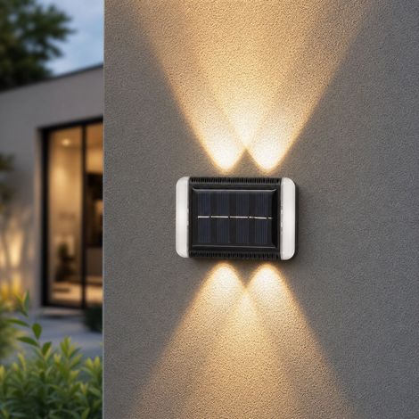 Applique solaire extérieure double faisceau, éclairage mural LED étanche IP65 avec capteur crépusculaire, installation sans fil 93x62mm (1/4)