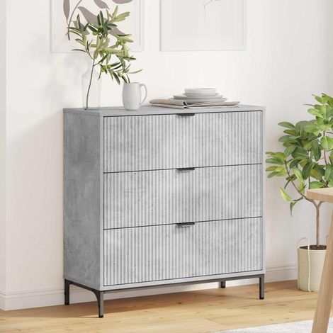vidaXL Buffet Gris béton 79,5 x 33 x 82 cm Bois d'ingénierie (1/5)