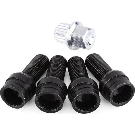 Écrous De Roue, Boulon De Roue En Acier Noir M14 X 1,5 Mm Et Jeu D'écrous De Roue, écrous De Roue à Extrémité Fermée Avec Clé Pour Pièce De Rechange De Voiture (1/5)