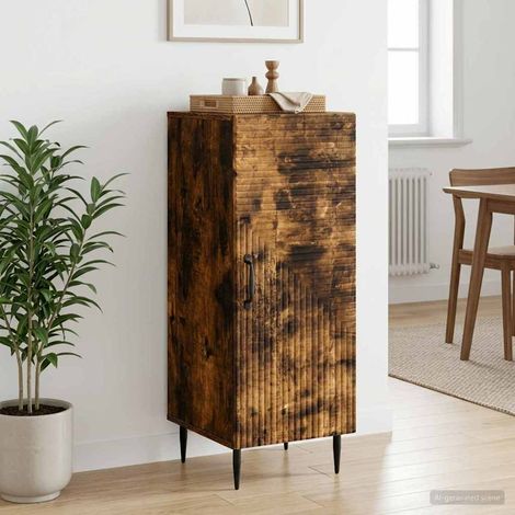 Buffet avec étagères, porte pivotante 90° en bois d’ingénierie chêne fumé 33 x 34,5 x 89,5 cm - PANGIVO (1/5)