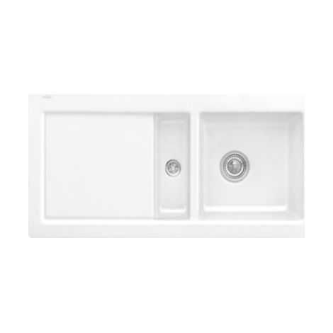 Fregadero 1 seno y medio VILLEROY ET BOCH Subway 60 100 x 51 cm desagüe izquierdo Blanco CeramicPlus