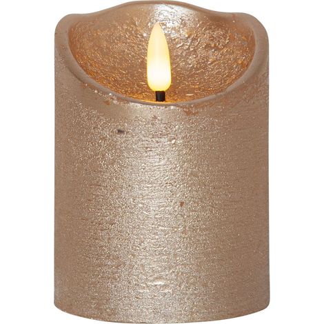 EGLO LED Kerze, Kerzenlicht flackernd mit Timer-Funktion, batteriebetriebene Weihnachtsdeko mit Flamme, künstliche Stumpenkerze aus Echtwachs in Gold, elektrische Wachskerze warmweiß, 10 cm (1/2)
