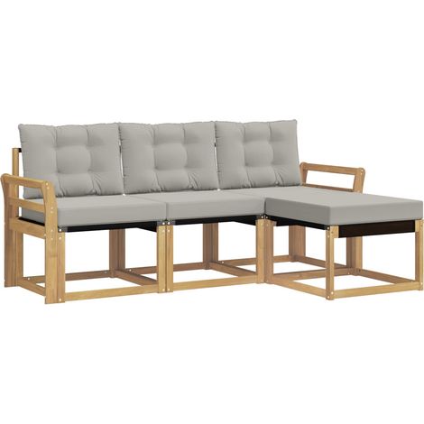 Set di divani da esterno 4 pcs Bianco e Grigio Chiaro vidaXL