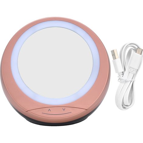 Round Makeup Mirror Dimmable White LED 2 In 1 USB Charging Cosmetic Mirror with Storage Box for BathroomGold