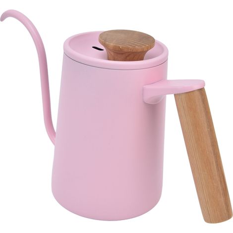 Rosa Kaffeekanne (Edelstahl-Innenseite) 600 ml: Edelstahl-Kaffeekanne mit feinem Ausguss, schmalem Hals und präzisem Durchfluss, ideal für Filterkaffee (1/5)