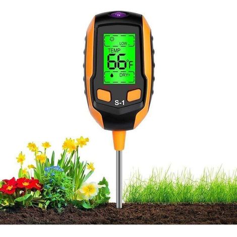 KZQ – Humidimètre du sol 4 en 1 – Écran LCD rétroéclairé – Mesure pH, température, humidité, intensité lumineuse – Testeur pour agriculture (1/4)