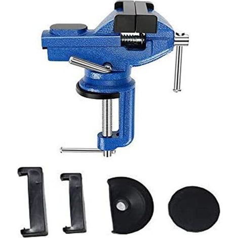 Wide application vise made of iron alloy and steel, blue, 70 mm, for gluing. (1/5)