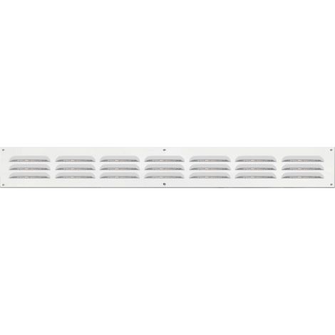 Centrale Brico – Grille aération VMC aluminium laqué 5 x 40 cm – Passage d'air 48 cm² – Pose à visser – Pour intérieur et extérieur – Moustiquaire intégrée