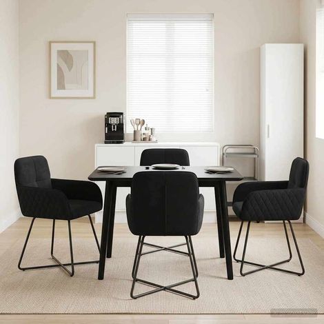 Sedie da pranzo 4 pz Velluto Nero 59 x 56,5 x 86 cm vidaXL (1/5)