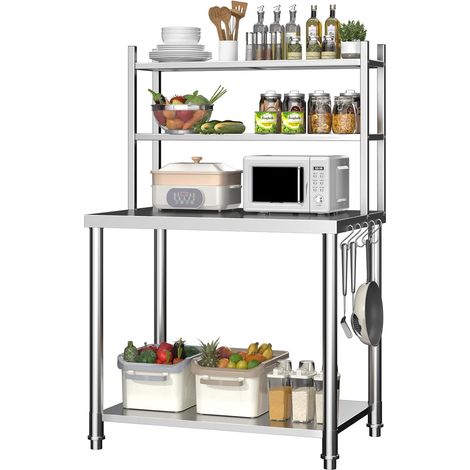 YODOLLA Stainless Steel 2-Layer Top Shelf Table, Commercial Catering Food Prep Workbench (1/5)