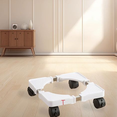 Verstellbarer, rollbarer Pflanzenständer mit anpassbarem Fuß und Rollen für Blumentöpfe im Garten, im Haus oder auf der Terrasse. Weiß (1/5)