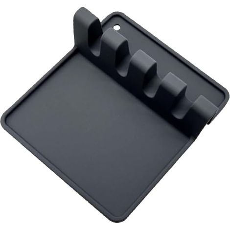 Repose-ustensiles de cuisine en silicone pour louche, spatule, pince, fourchette – Résistant à la chaleur, sans BPA, noir, 1 pièce