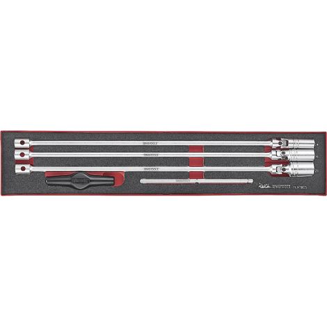 Douilles bougies poignée T Foamx4 tray 3/8 14- 21mm 5 pièces Teng Tools TEXTB05