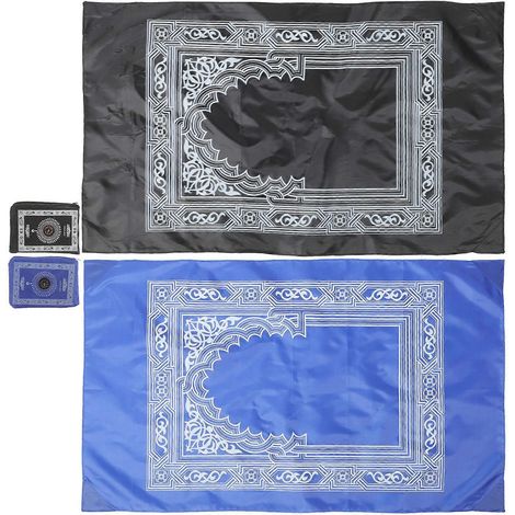 Lot de 2 tapis de prière islamiques légers avec boussole.-100x60cm
