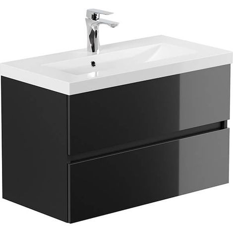 HOME DELUXE - Set completo di mobili da bagno WANGEROOGE BIG DELUXE Made in Germany  Colore: Nero, Taglia: S