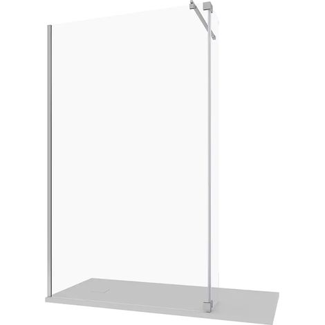 Cabine de douche à l italienne 110 cm porte de 30 cm verre transparent de 8 mm profilés chromés Keros (1/5)