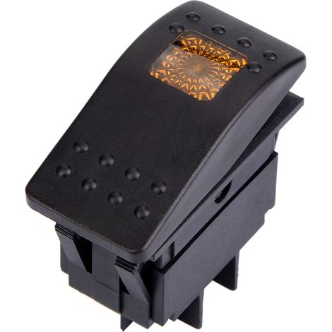 5pcs DC 12V 4 Pin Rocker Switch with LED Light for Car Boat Caravan Battery (Yellow) (1/5)