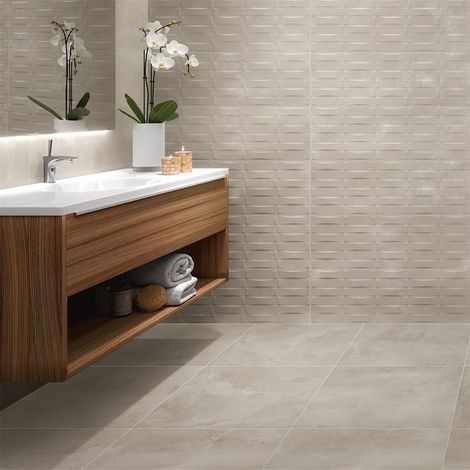 Carrelage de sol intérieur effet béton série GLADE (59.7x59.7 cm) - Marfim mat