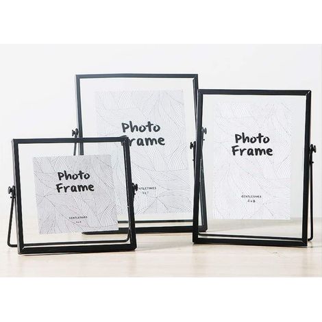 Set mit 3 antiken schwarzen Bilderrahmen im Vintage-Stil, schwarzer vertikaler Bilderrahmen mit Pressglas, Metall-Bilderrahmen für Fotos, Pflanzenexemplar-Präsentation, 10 cm, 15 cm, 18 cm