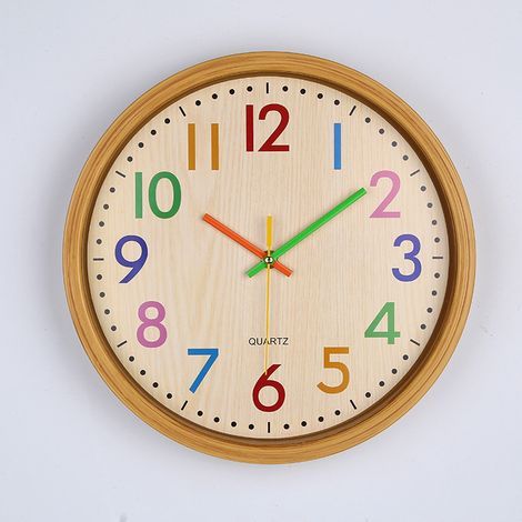 Orologio da parete silenzioso per bambini, con numeri colorati. (1/5)