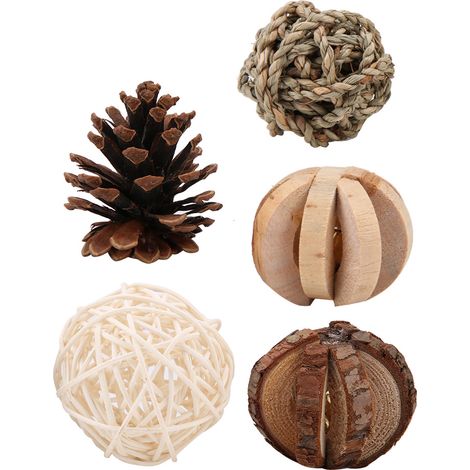 Ensemble de balles en bois naturel faites à la main pour petits animaux (hamsters, rats, souris) - Accessoires (1/5)