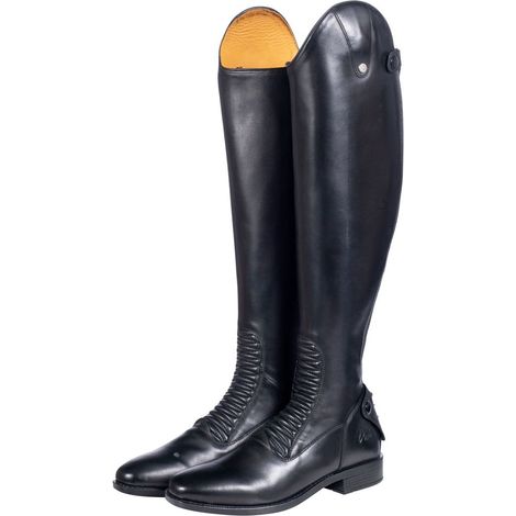 42, Nero 9100: Stivali equitazione in cuoio con suola in memory foam modello Killarney lungo/stretto