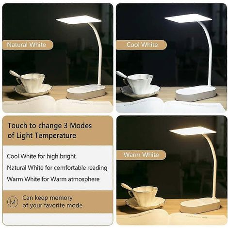 Lampe de bureau sans fil rechargeable (2 piles), 40 LED, 3 couleurs, intensité réglable (1/4)