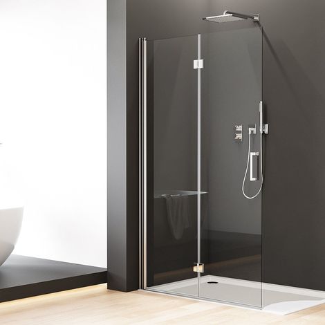 Boromal Walk in Duschwand 75x195 cm Falttuer Dusche Duschtrennwand 5mm ESG-Sicherheitsglas Nano Beschichtung (1/5)
