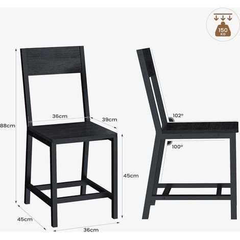Lot de 6 chaises de salle à manger, structure métal, confort ergonomique, noir (1/5)
