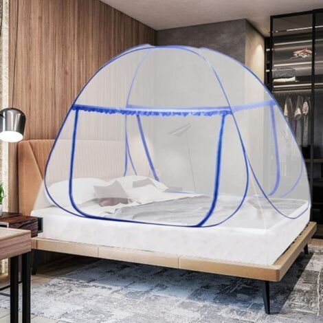 Moustiquaire portable pop-up pour auvent anti-moustiques à double porte, design avec fond, facile à installer, efficace contre les piqûres de moustiques, 150 x 200 cm (1/5)