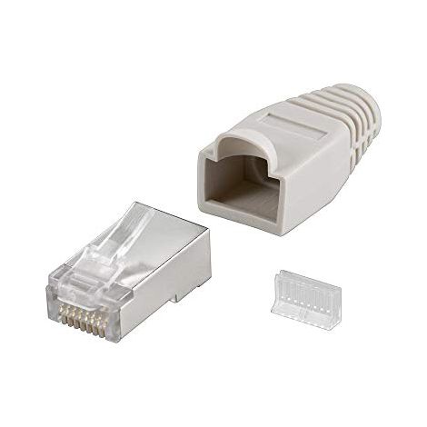 spina plug di rete rj45 cat 5e schermata cavo tondo grigio wnt 68746 (1/2)